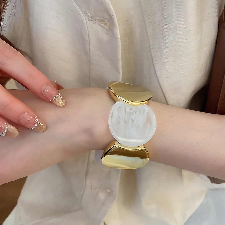 Multi-style Round Splicing Elastic Rope Resin Bracelets for Women Smuding Vintage Acrylic Bangles Personality Party Jewelry K1