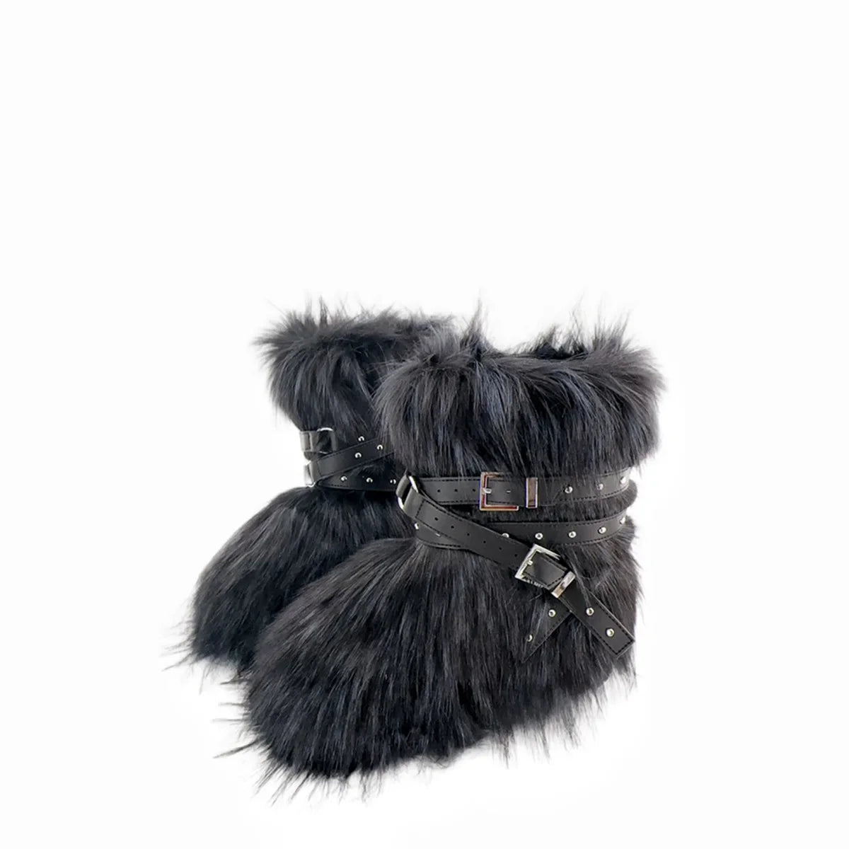 Winter Fur New Design Onepiece Raccoon FurFemale Snow Boots Fur shoes OutdoorMid Leg Boots y2k Cool Pink Girl