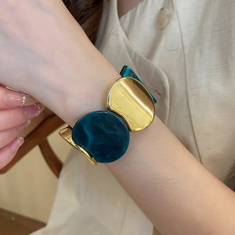 Multi-style Round Splicing Elastic Rope Resin Bracelets for Women Smuding Vintage Acrylic Bangles Personality Party Jewelry K1