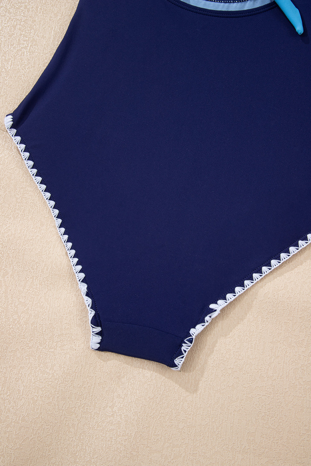 Rose Red Ric Rac Trim Contrasted Patchwork Cutout One Piece Swimsuit