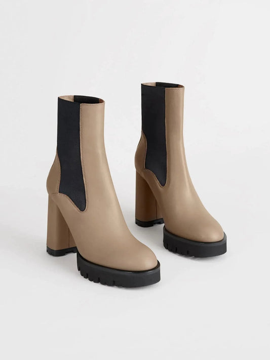 Caio Taupe Leather Boots